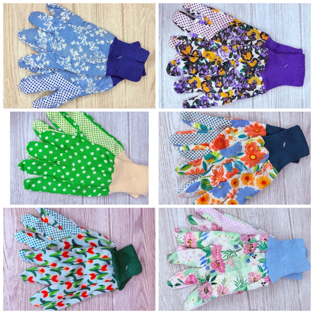 6 pack of new gardening gloves floral , patterned , gloves yard work planting